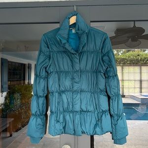 Athleta Puffer Coat in Turquoise Size Large